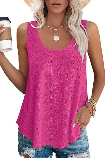 Pink sleeveless oversized T-shirt for women, Solid Color Casual Loose Sleeveless Oversized T-shirts For Women 2025 Summer
