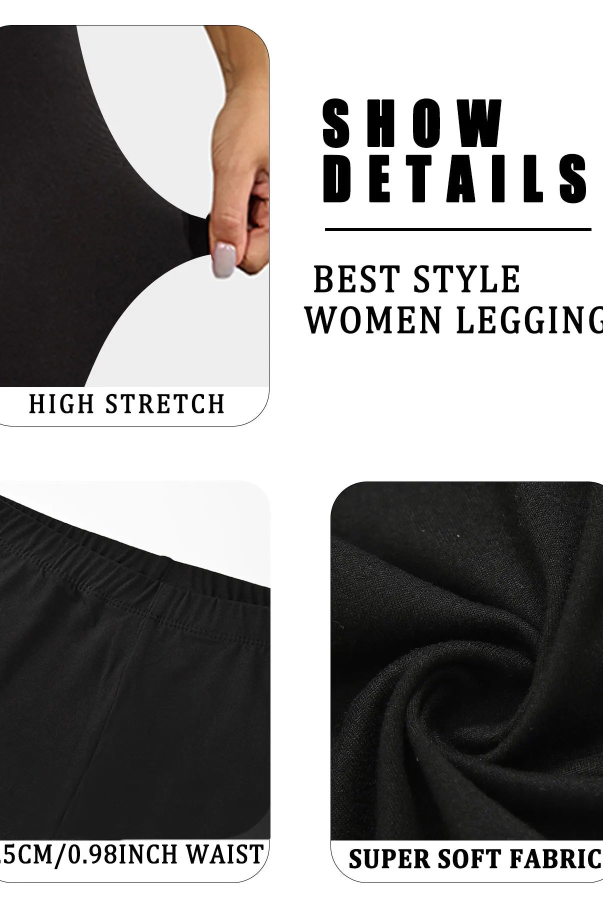 Plus Size Super Soft Capri Pants for Women with high stretch black fabric, no see-through, 2.5cm wide waistband for workout, running, yoga, and athletic activities.