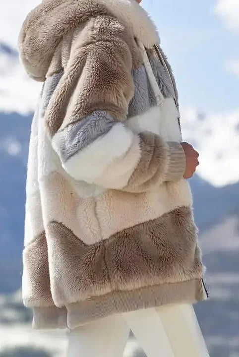 Winter Fashion Women's Coat New Casual Hooded Zipper Cashmere Plaid Ladies Jacket for winter wear