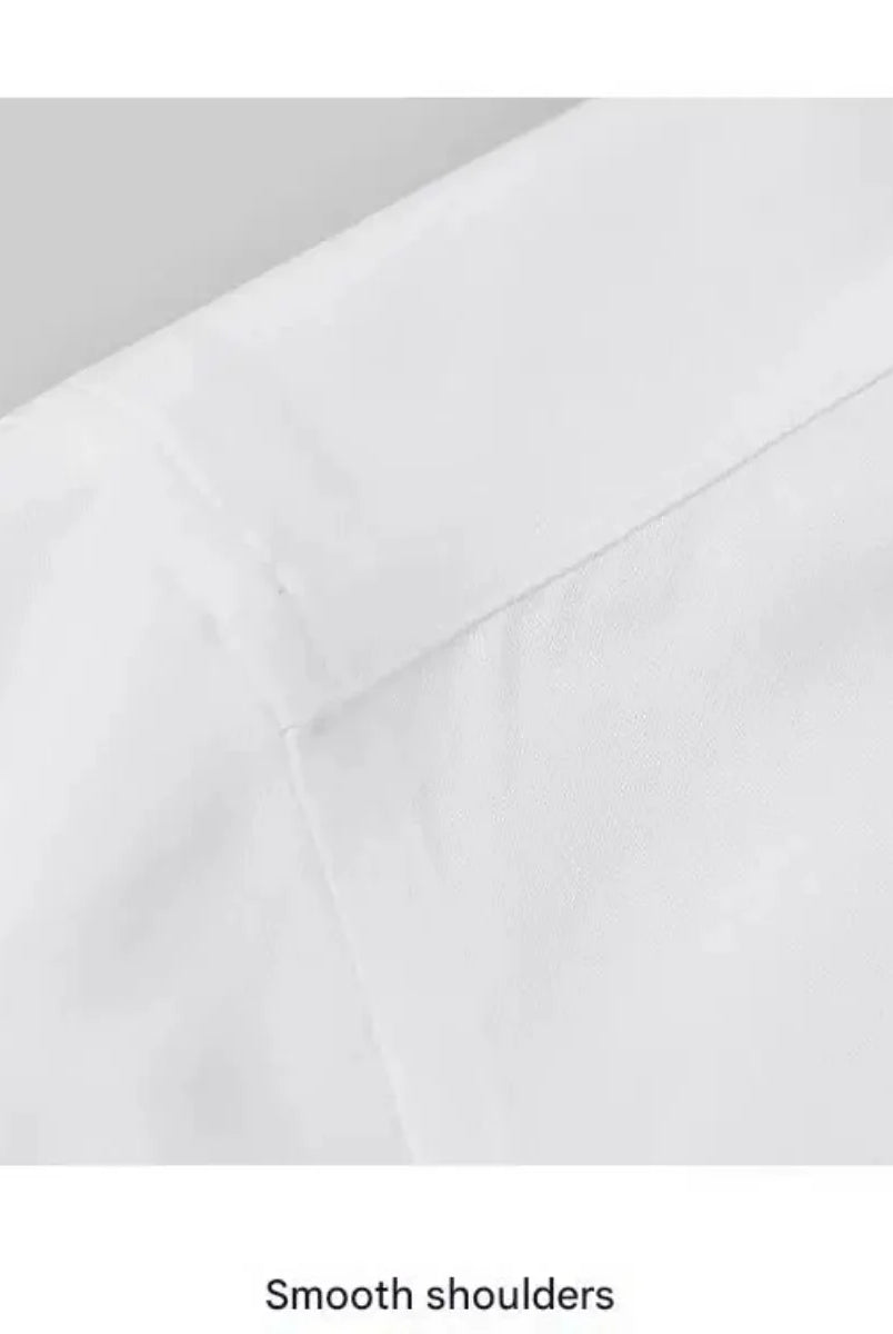 Men's Trendy Geometric 3D Line Print Long-Sleeved Shirt with white fabric, button-up front, casual style, and smooth