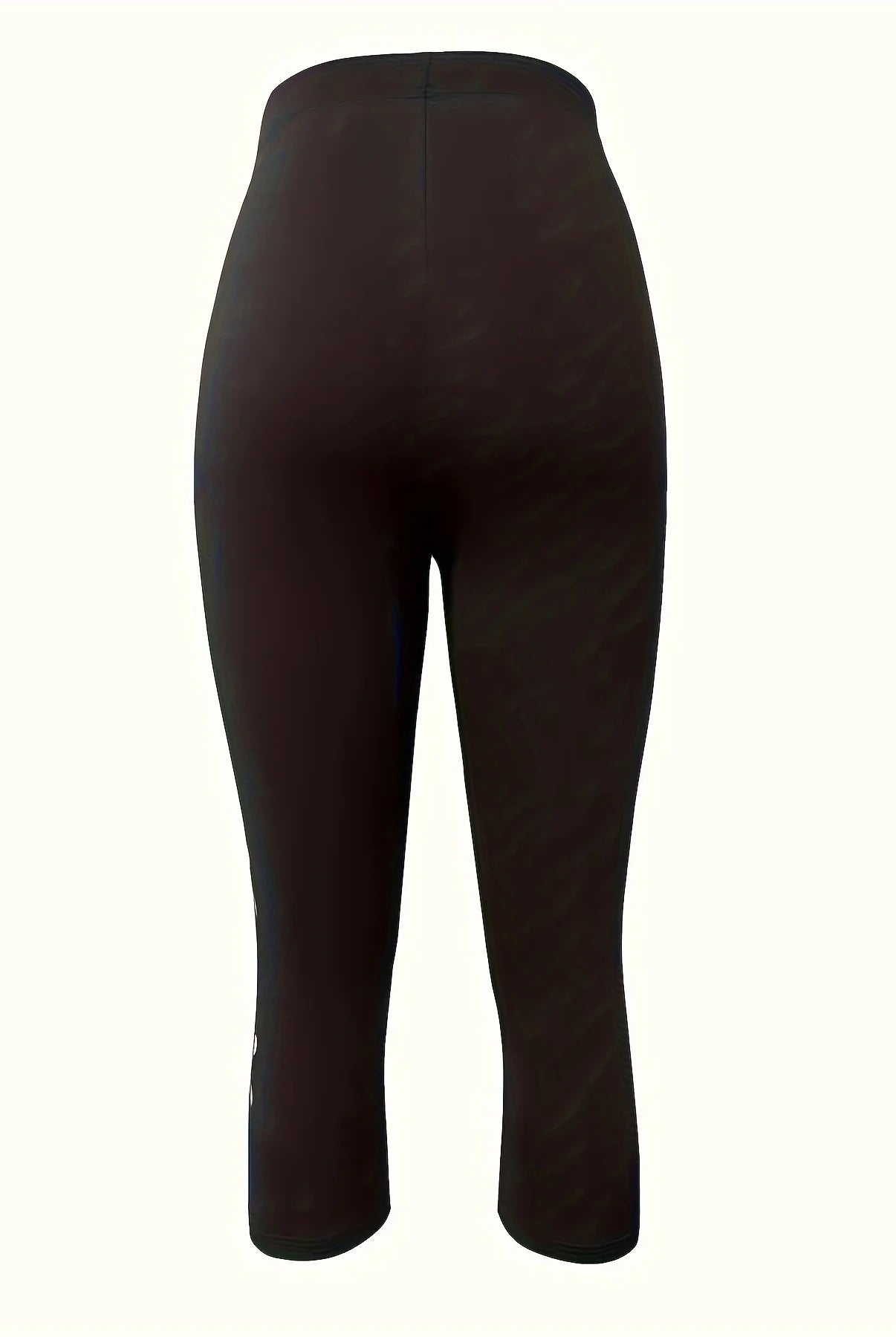 Women's black hollow-out Capri leggings, Women's Capri Leggings, made of stretchy material with hollow-out design, shown