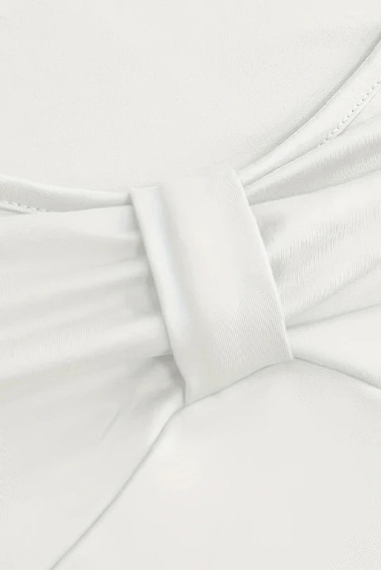 Plus Size V Neck Women T-Shirt casual short sleeve slim fit tops in solid white fabric with a simple elegant design
