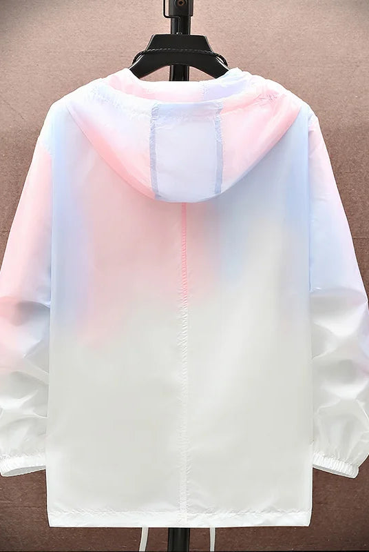 2026 Women Jacket Summer Gradient Y2K Hip hooded light thin windbreaker coat for women