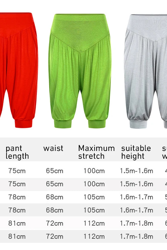 Summer women Capri pants elastic casual loose high waist bloomers joggers sports fitness yoga sweatpants trousers in red