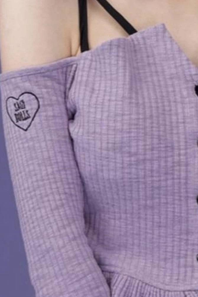 Slash Neck Y2k Aesthetic Embroidery Tshirts Purple Sweet Ruffled Women Slim Cropped Tees Vintage Harajuku Flare Sleeve