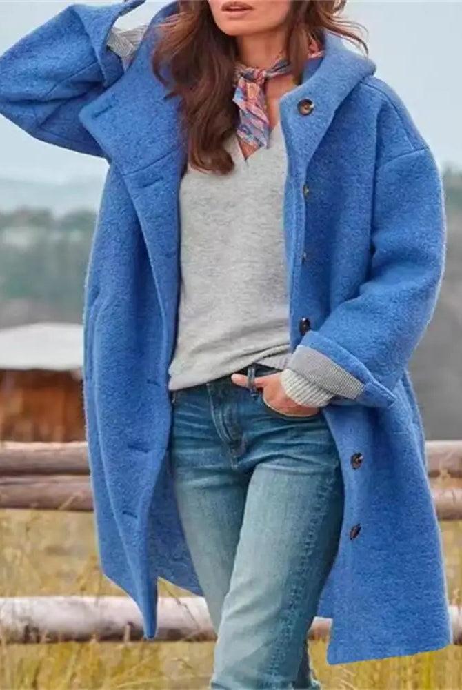 Women windbreaker jacket with hood, long sleeves, pockets, and windproof design in vibrant blue, suitable for fall and