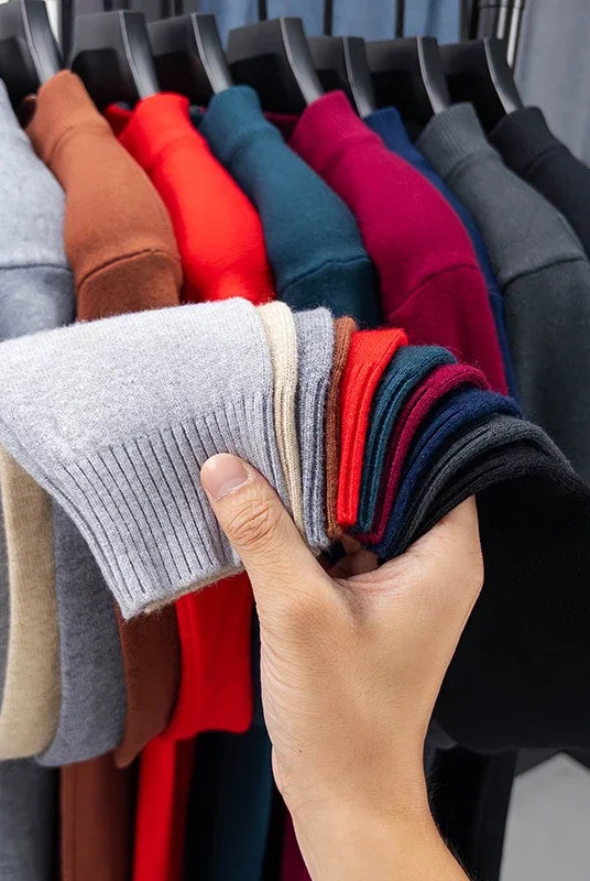 Half turtleneck knitwear sweater men's casual mock neck sweatshirt in solid colors including gray, black, red, blue, and