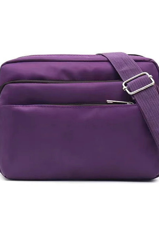 Leisure Purple One Shoulder Crossbody Bag with floral letter series print, large capacity, adjustable strap, made of durable