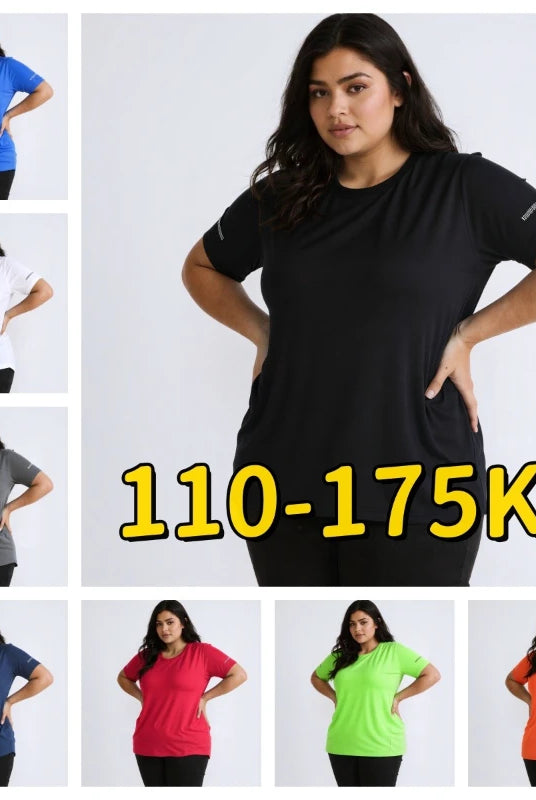 Plus size women's T-shirt in various colors, short sleeves, round neck, casual summer top, available in sizes 1XL-7XL