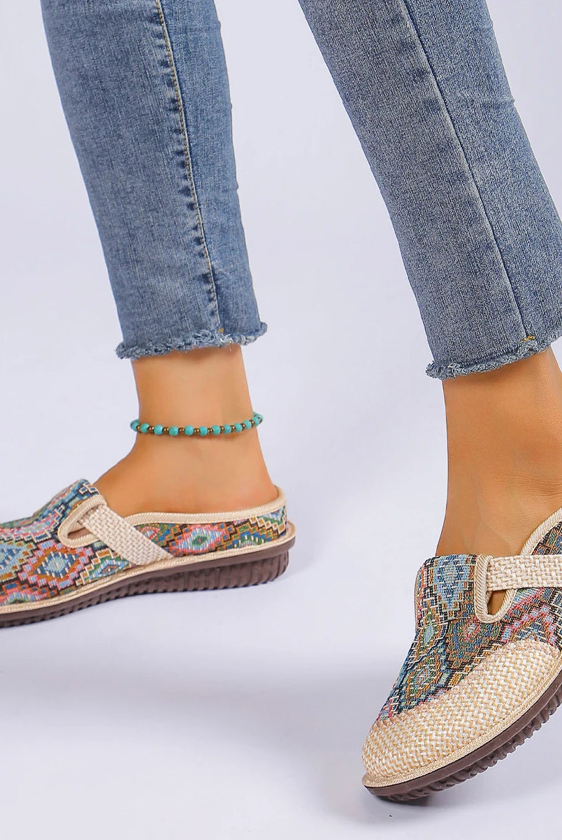 Super light women's casual sports shoes with colorful ethnic embroidery, soft soles, anti-slip grip, and free shipping.