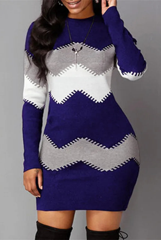 Women Women Elegant Patchwork Long Sleeve Warm Dress 2022 Autumn Winter Rib Knit Sweater Dress Casual Turtleneck Pullover