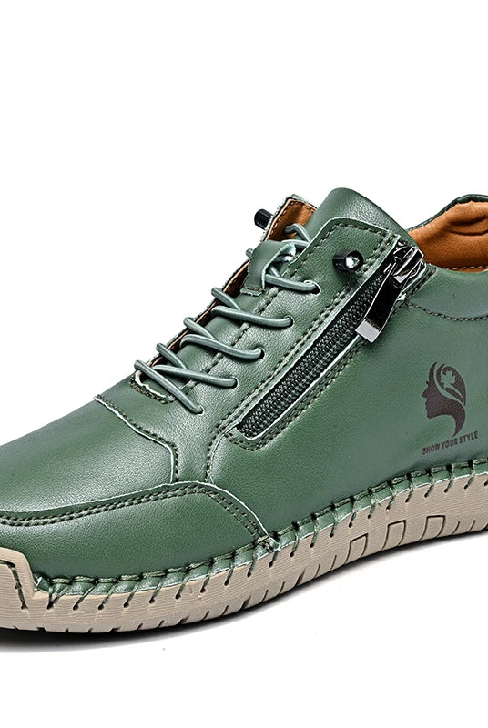 Women casual shoes with non-slip, wear-resistant outdoor design, leather breathable upper, lightweight hiking sneakers with