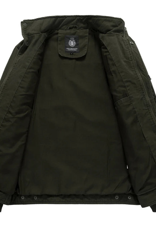 2023 Spring Autumn Men Casual Cargo Cotton Jackets Coats with embroidery, tactical military style, black color, plus size