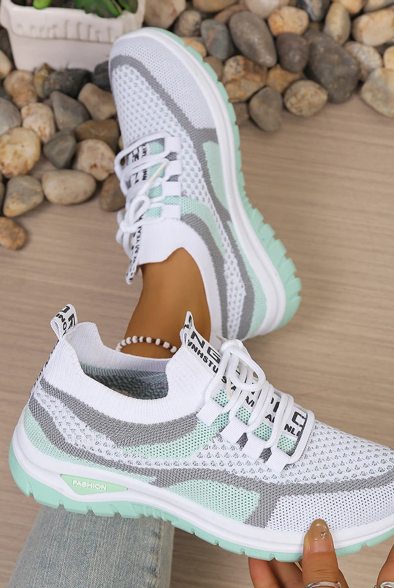 Women's summer 2026 casual sneakers with breathable mesh upper, two-tone color design, and soft PVC sole for comfort.