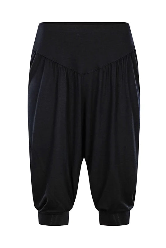 Summer Women Capri Pants Elastic Casual Loose High Waist Bloomers Joggers Sports Fitness Yoga Sweatpants Trousers in black