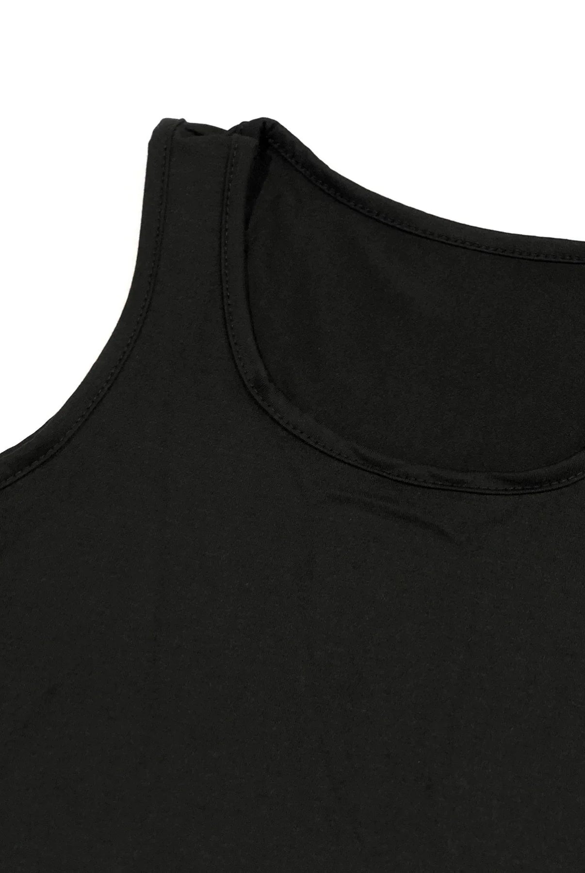 Women's Black Sleep Tank Dress with Red Lips print, sleeveless, loose fit, soft fabric, perfect for summer and vacation wear.