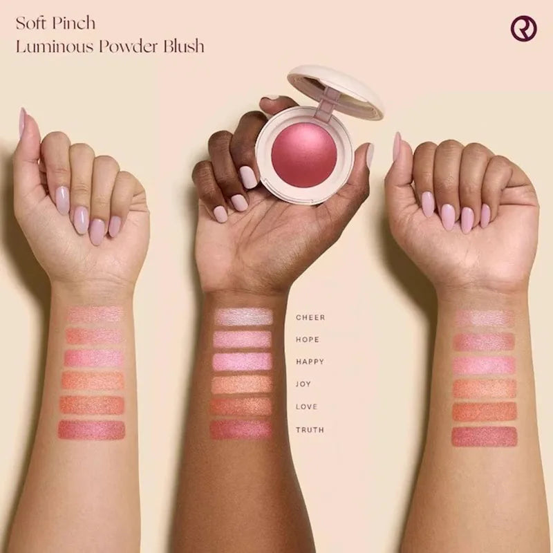 Rare Beauty Positive Light Powder Highlighter Blush Water Light Shimmer Waterproof Long Last Face Illuminator with pink and
