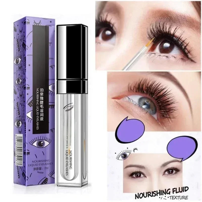 Fast Eyelash Growth Serum 7 Days nourishing liquid formula being applied to eyelashes for thickening and growth enhancement.