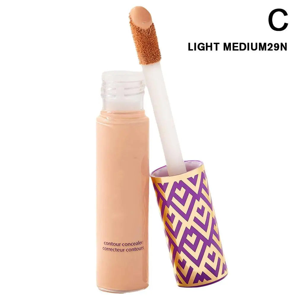 Liquid concealer waterproof oil-control makeup foundation in light medium 29N shade with applicator wand and patterned