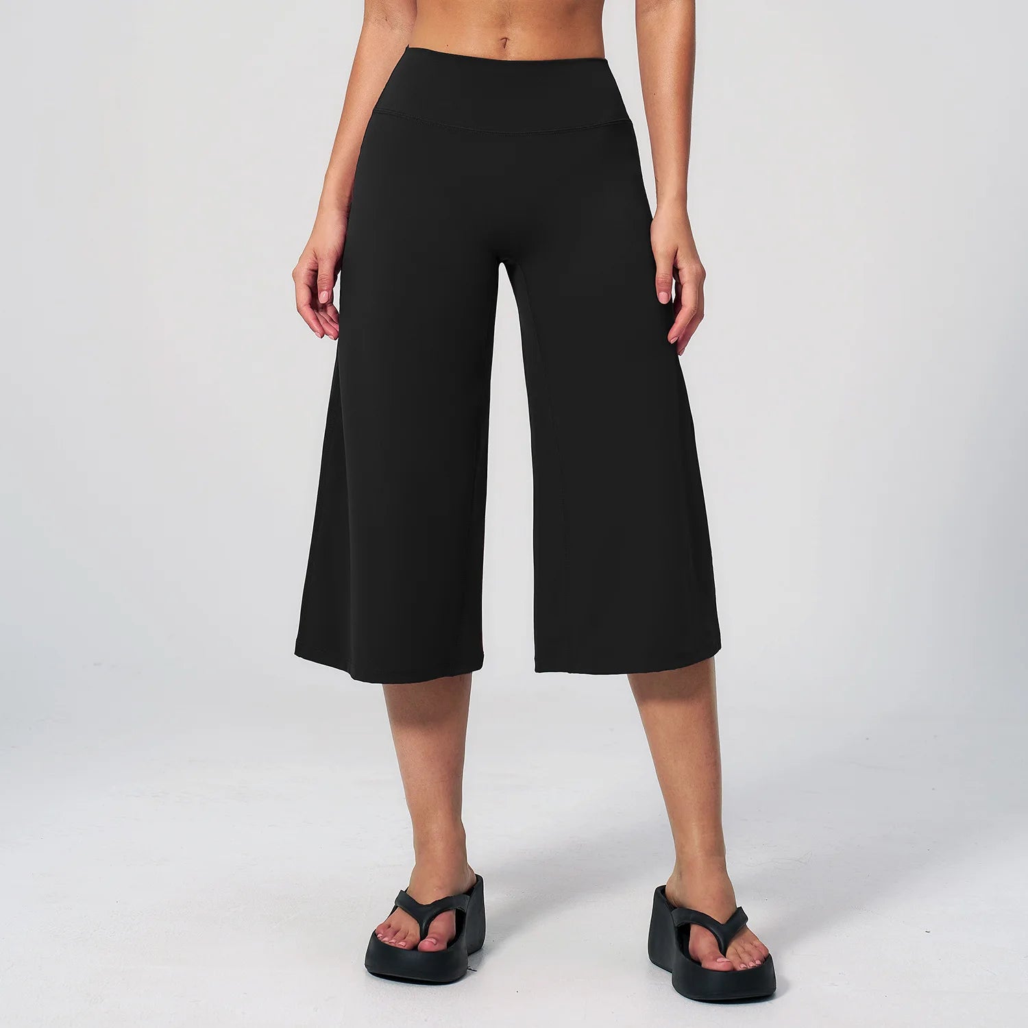 Summer Capri Pants for Women Wide Leg Yoga Cropped Pants with Tummy Control, High Waist, Flare Crop, buttery soft, loose casual fit
