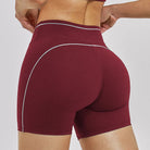Women Running Sports Shorts Buttock Lift Gym Leggings with high waist, slim fit, white seam details, suitable for summer cycling and workouts