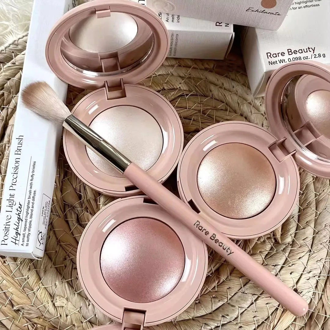 Rare Beauty Positive Light Powder Highlighter Blush Water Light Shimmer Waterproof Long Last Face Illuminator with a pink