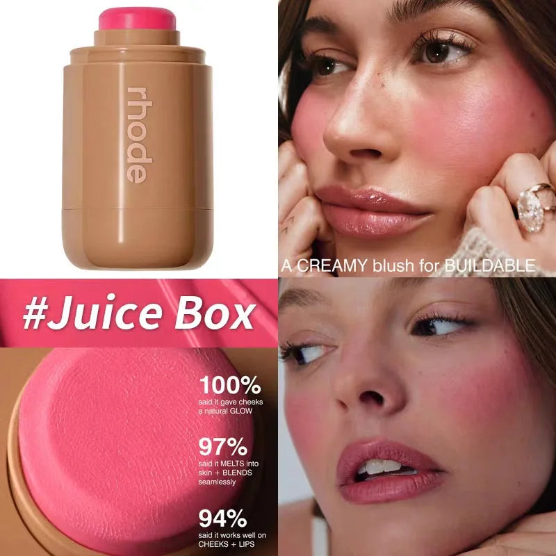 Brand skin Balm Jelly Bean Lip Gloss Spicy Marg Juice Box Pocket Blush Stick, waterproof, moisturizing, with a creamy pink