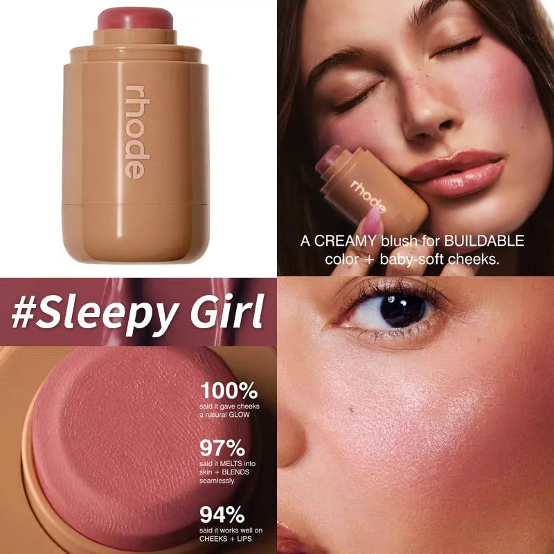 Brand skin Balm Jelly Bean Lip Gloss Spicy Marg Juice Box Pocket Blush Stick, beige container with pink balm, waterproof